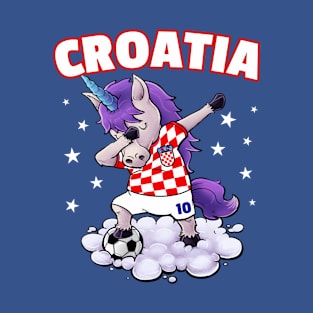 Dabbing Soccer Unicorn Funny Croatia Soccer Kids - Croatian Football T-Shirt