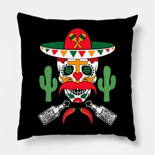 Cactus Mexican Skull Design Pillow