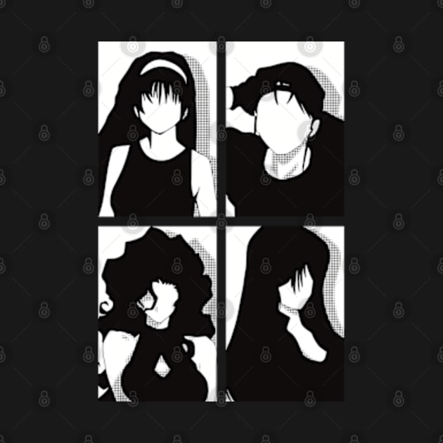 All The Main Characters In Golden Boy Anime In A Black And White Kawaii Minimalist Pop Art Design by Animangapoi