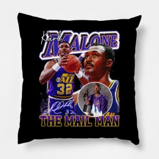 Karl Malone The Mail Man Basketball Legend Signature Vintage Retro 80s 90s Bootleg Rap Style Pillow