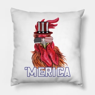 Merica Funny chicken 4th of july celebration gift Pillow