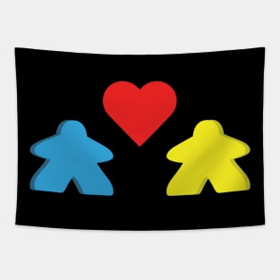 Yellow And Blue Meeple Couple Board Game Valentine's Day Tapestry