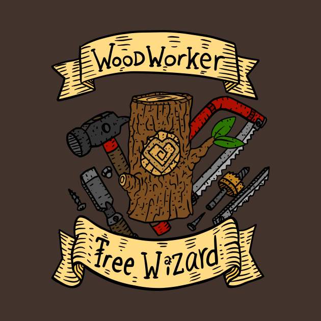 woodworker, tree wizard. carpentry craftsmen banner. by JJadx