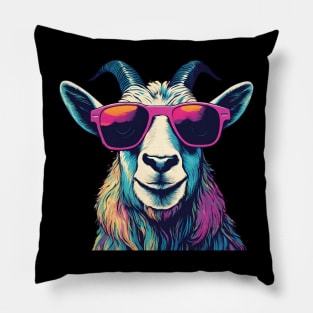 Billy Goat With Sunglasses Colorful Pillow