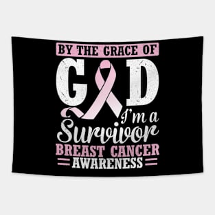 By The Grace Of God I'm A Survivor Breast Cancer Awareness Tapestry