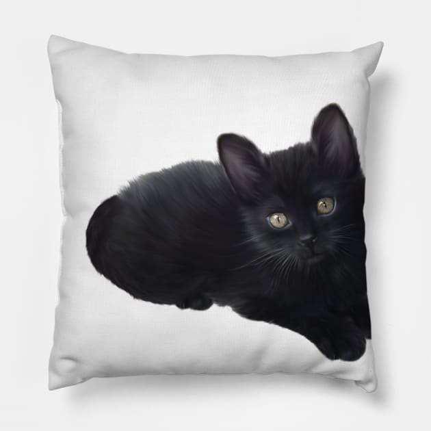 Black Kitten Pillow by dcohea