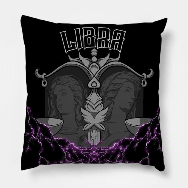 Lightning LIbra (pink) Pillow by RampArt