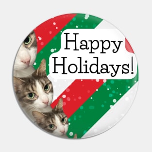 Happy Holidays Cat Pin