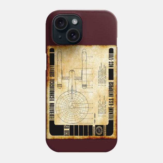 Federation Technological Survey Star Ship Top View Phone Case by Starbase79