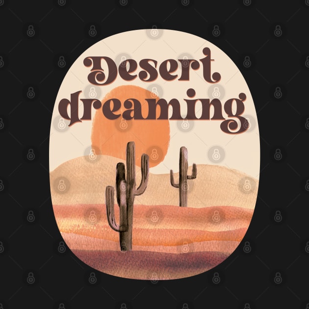 Desert Dreaming Boho Southwestern Watercolor Desert Cactus Landscape Sunset by YourGoods