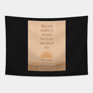 Give your burdens to the Lord | Psalm 55:22 | Christian bible verse artprint Tapestry