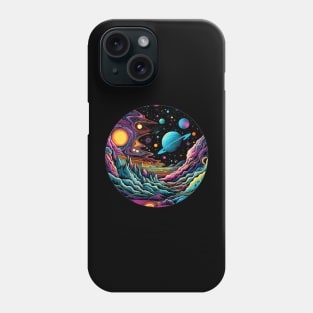 Surrealist space artwork with planets Phone Case