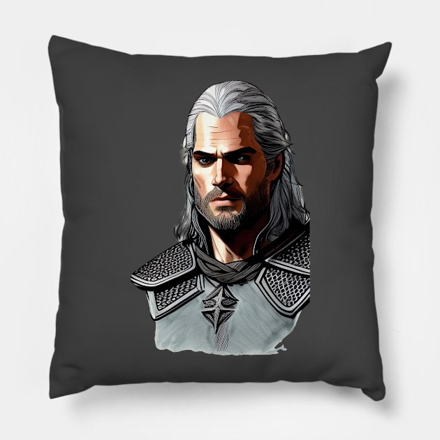 Geralt of Rivia Pillow by Sobalvarro