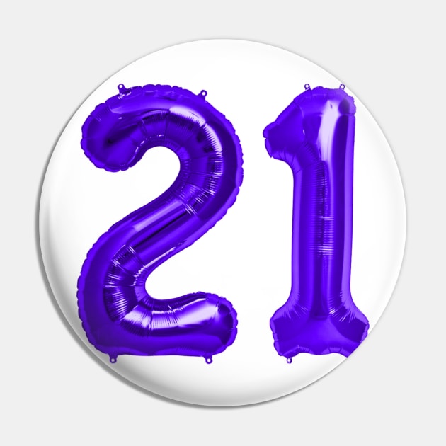 Purple 21st Birthday Metallic Helium Balloons Numbers Pin by podartist