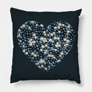 Black, White and Silver Sprinkle Spheres Candy Photograph Heart Pillow