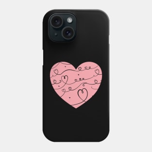 Big cute punk heart with one line art pattern. Phone Case