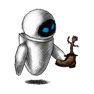Eve and Groot ! - Wall-E and Guardians of the Galaxy T-Shirt