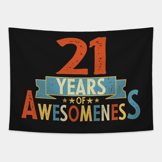 21 years of awesomeness birthday or wedding anniversary quote Tapestry by PlusAdore