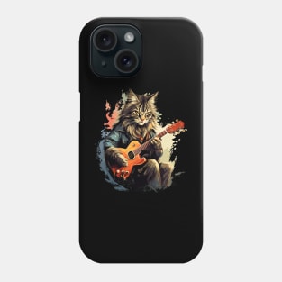 Maine Coon Cat Playing Guitar Phone Case