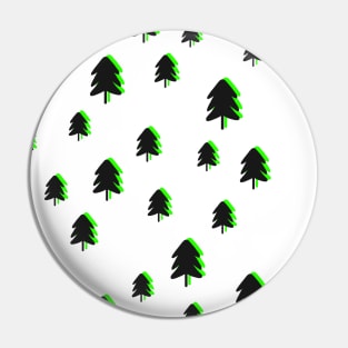 Christmas Pine Fir Tree Pattern with Black and Lime Green Pin