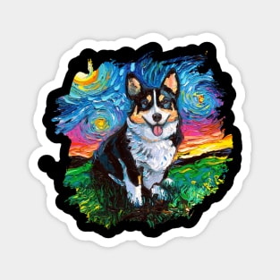 Tri Color Corgi Night with border Magnet