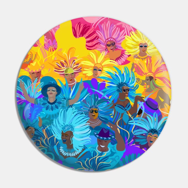 Samba Dancers, Music Festival, Mardi Gras Carnival Festive Arrangement Abstract Contemporary Modern Art Pin by sofiartmedia