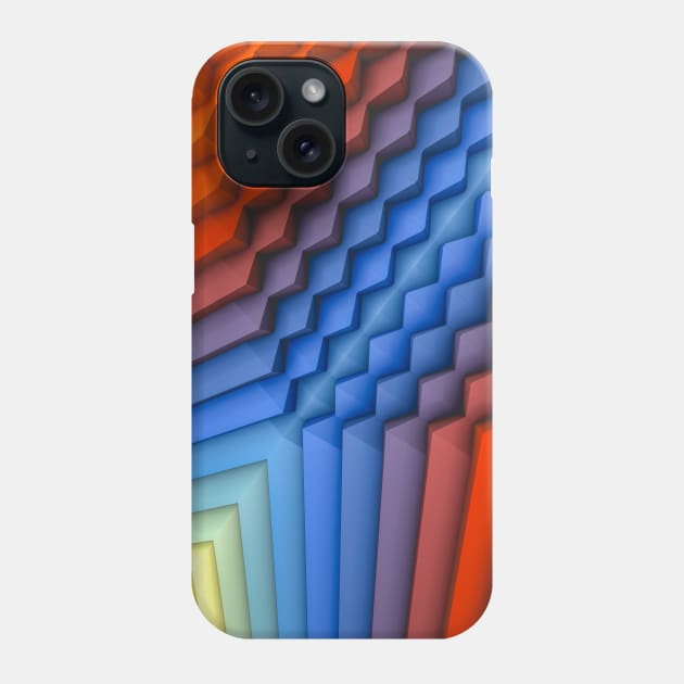 Exponential Edges Fire Red and Water Blue Geometric Abstract Artwork Phone Case by love-fi