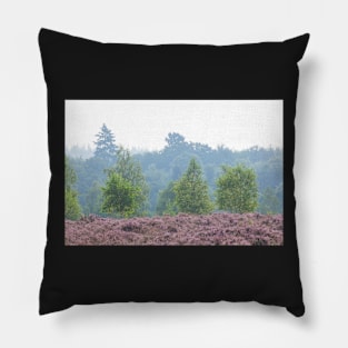 Heathland, morning mist, heather bloom, Niederhaverbeck Pillow