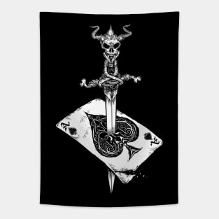 Ace of Spades-Gambling-Death Card-Skull Dagger Tapestry