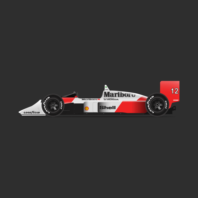 Ayrton Senna's McLaren Honda MP4/4 Illustration by Burro Wheel