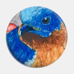 Blue Bird Watercolor Painting Pin