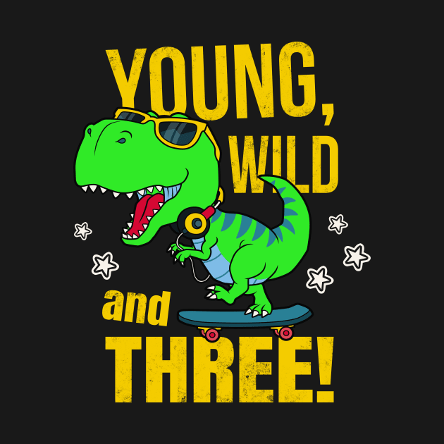 3rd Birthday Dinosaur Boy by Foxxy Merch