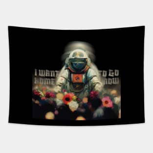 astronaut in flower garden Tapestry