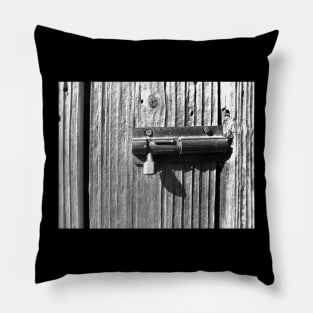 Aged wood and latch Pillow