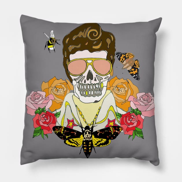 Skull and roses Pillow by White B Gifts