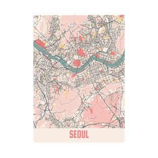 Seoul - South Korean Chalk City Map T-Shirt