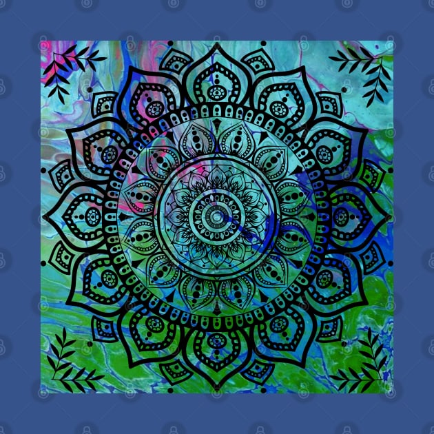 Fluid Art Design - Flip Cup Technique - Bright Colors Mandala by AussieMumaArt