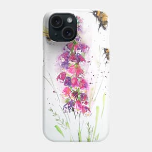 Bumble bees and Foxglove Phone Case