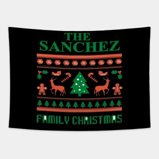 Family Christmas - Groovy Christmas SANCHEZ family, Family Christmas T-shirt, Pjama T-shirt Tapestry