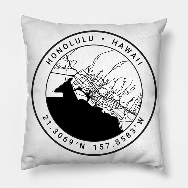 Honolulu Map Pillow by Ryan-Cox