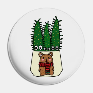 Cute Cactus Design #284: Eves Pin Cacti In Christmas Bear Pot Pin