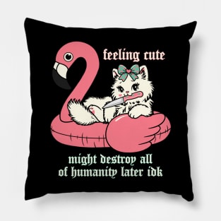 feeling cute kitty cat in flamingo floatie Pillow