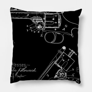 Revolving Fire Arm Vintage Patent Hand Drawing Pillow