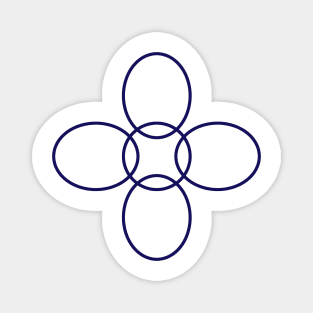 Flower Circle (Blue Petals on White) Magnet