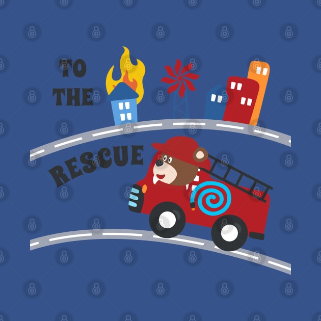 Fire rescue car with funny firefighter, by KIDS APPAREL