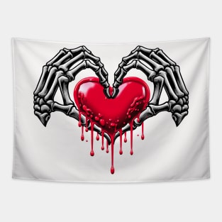 Skeleton Hand Heart Valentines Day Halloween Funny Bones Men Tapestry