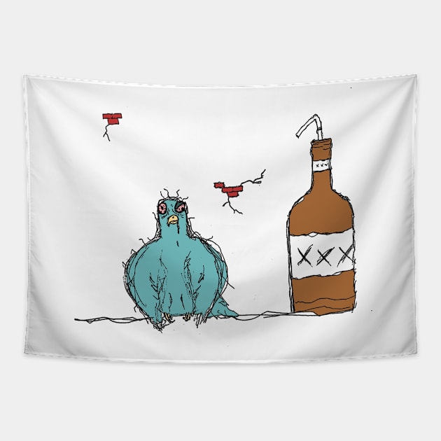 Drunk Pigeon Tapestry by LK_TK_DESIGNS