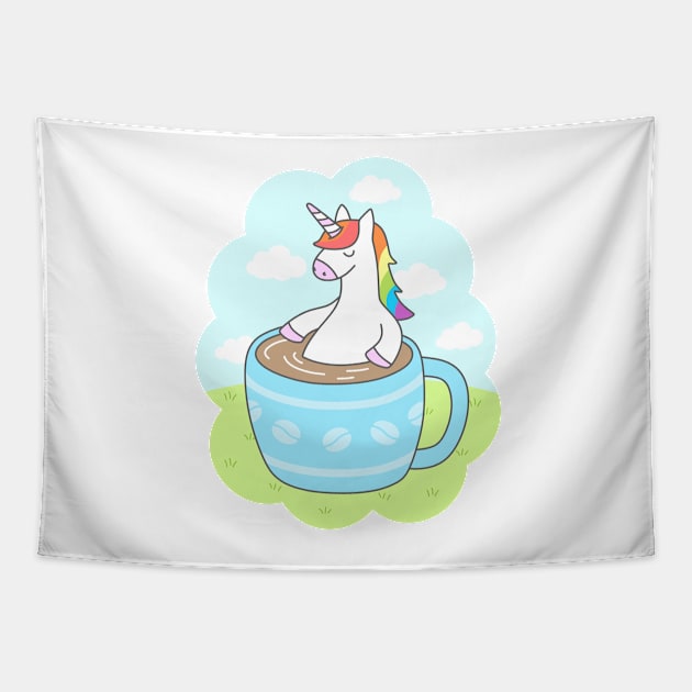 Unicorn Coffee Tapestry by sombrasblancas