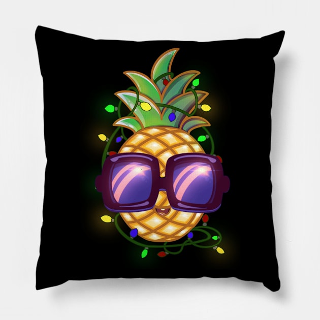 Christmas Lights Pineapple Pillow by Purple Canvas Studio