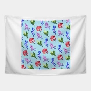 Inazuma Flowers Print (blue) Tapestry